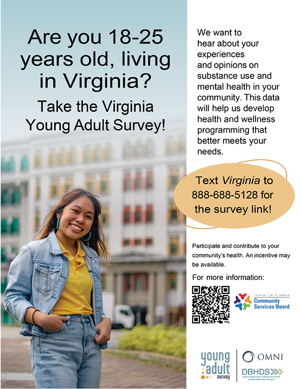 Young Adult Survey Flier with young woman in jean jacket